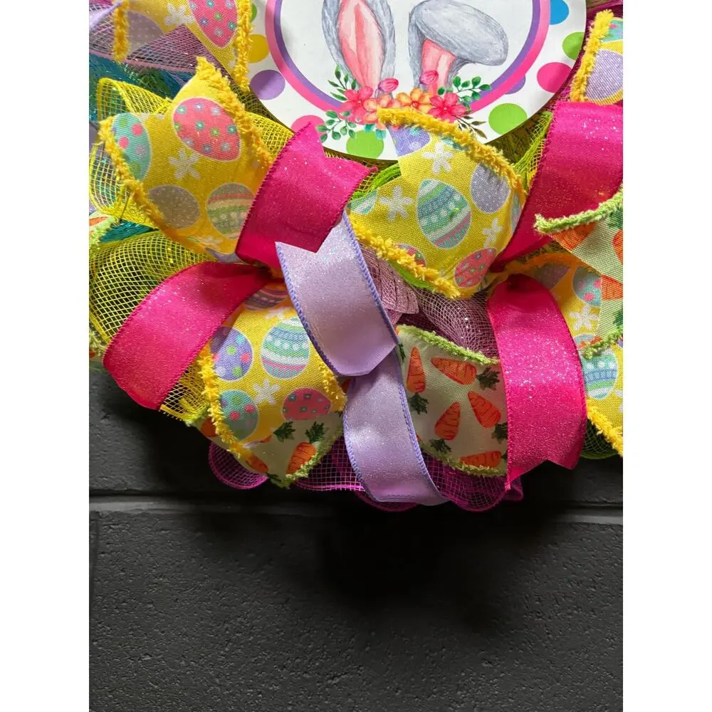 Easter Wreath, Welcome Wreath Front Door Decor Handmade 22 In